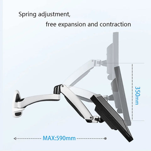 Desk Clearing Wall Mount Monitor Arm With Butter Smooth Mechanical Spring Adjustment Fits 12 To 27 Inch Screens, showing spring adjustment feature.