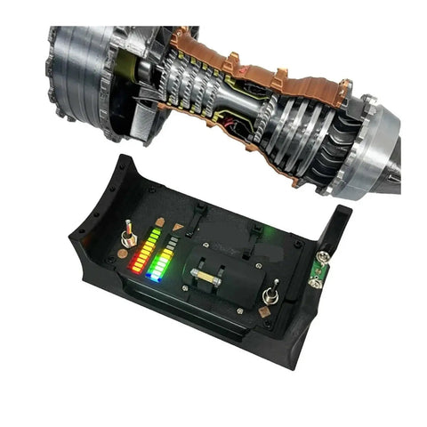 Turbojet Engine Model Kit With Brushless Motor And Thrust Reverser, Realistic Replica Details, Light Effects, And Easy Assembly For 3D Printing Process Tech Enthusiasts. cutaway display with control base