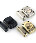 Tough As Nails Zinc Alloy Reversible Door Latch With Push Pull Bolt Lock in black, bronze, and silver with mounting screws.