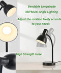 Flexible Gooseneck Desk Lamp With Dimmable 7W LED Bulb Included, Eye Caring Reading Light, Adjustable Angle, UL Certified