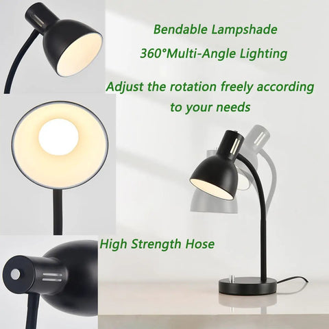 Flexible Gooseneck Desk Lamp With Dimmable 7W LED Bulb Included, Eye Caring Reading Light, Adjustable Angle, UL Certified