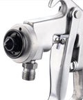 Close-up of Pro Grade Pneumatic Spray Gun And Heavy Duty Airbrush Sprayer With 1000ML Aluminum Hopper nozzle for precision paint jobs.