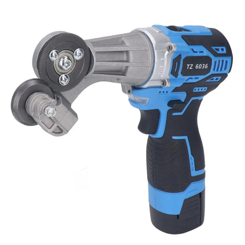 Jauarta Cordless Plate Shear Electric Drill Sheet Cutter With Ti Steel Gear for metal cutting, showing drill with ergonomic handle.