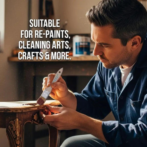 Man using No Hassle One Inch Disposable Chip Brushes With Natural Bristles For Smooth As Butter Paint And Stain Touch Ups In A Twelve Pack.