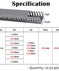 Specification of Open Slot Cable Management Raceway Kit With Cover For Under Desk Setup, PVC Wire Duct System, 39.4 inch length, various sizes.