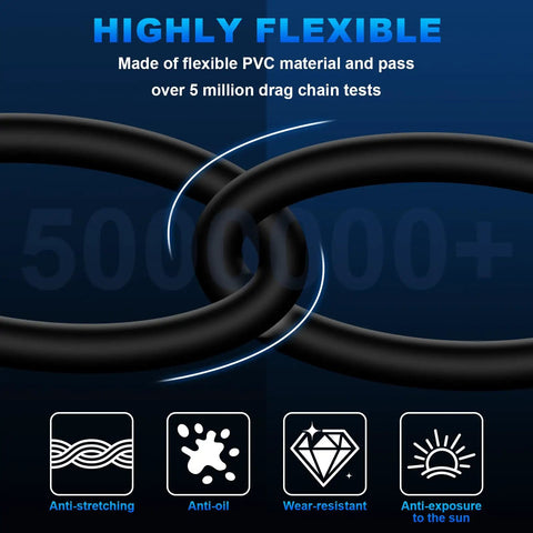 Highly flexible PVC material of 6.6Ft M12 A Code 5 Pin Male To 5 Pin Female Waterproof Connector Cable, durable and weather-resistant.