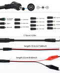 Adjustable Universal Power Supply Adapter 4A 144W Variable DC Output 3V To 36V With 14 tips, connectors, and test lead layout.