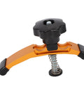 Solid 5-3/8 Inch Aluminum T Track Hold Down Clamps For Robust Bench Projects And Big Workpieces With Wide Clamping Range And Four Piece Set close-up of clamp mechanism.