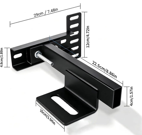 Heavy Duty Adjustable Headboard Bracket Kit With Footboard Extension Universal Fit For Twin Full Queen King Beds Solid Metal Powder Coated Black dimensions shown