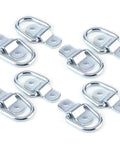 Rock Solid Forged Iron D Rings Eight Piece Heavy Duty Tie Downs Rig Ready Truck Trailer Boat Load Anchors Full Floor Mount Kit, chrome finish