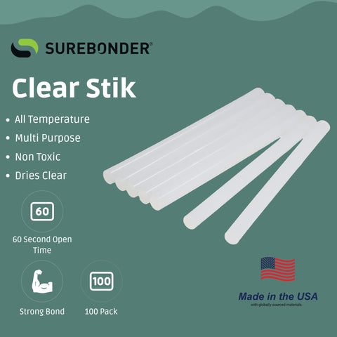 Mini Size Hot Glue Sticks For Glue Guns 0.27 Inch Diameter 4 Inch Length All Purpose All Temperature 100 Pack Clear