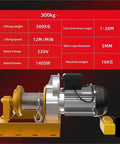 Heavy Duty Electric Hoist Winch For Home And Workshop Lifting 300kg To 400kg Capacity With Auto Brake Power Off Safety Gear Fast Traction Cable Puller Machine with specifications.