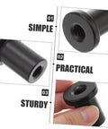 Close-up of black carbon steel parts from Sliding Barn Door Spacers And Track Connectors Set Stoppers For Enhanced Aesthetics.