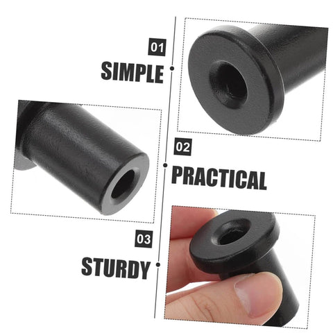 Close-up of black carbon steel parts from Sliding Barn Door Spacers And Track Connectors Set Stoppers For Enhanced Aesthetics.