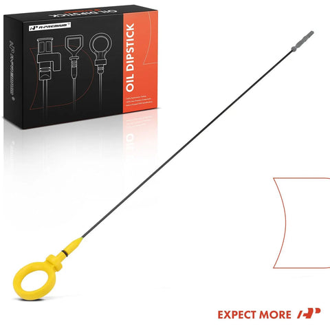 Engine Oil Dipstick For Audi V6 Engines 2.8L 3.0L 3.2L Measuring Rod Dipstick With Precision Markings next to packaging box