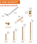 Diagram of Easy Replacement Hardware Kit For Baby Cribs And Home Furniture, showing screw sizes and Allen key