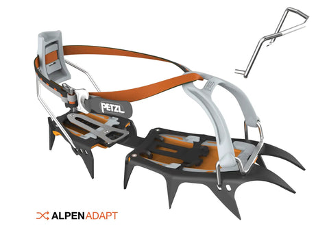 Vasak LeverLock Universal Crampons Pair With Alpen Adapt Modular System showcasing flexible linking bars and heel options