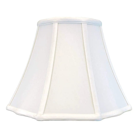 Flare Bottom Outside Corner Scalloped Lamp Shade Set White 6.5 X 12 X 9.25 Inches 2 Pack Hand Tailored Silk Type Shantung Fabric