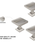 Set Of 50 Brushed Nickel Square Cabinet Knobs For Dresser Drawers And Kitchen Cabinets, Durable Zinc Alloy Hardware
