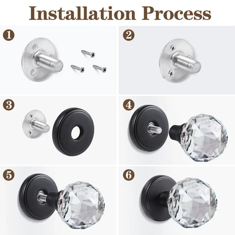 Crystal Glass Dummy Door Knobs 4 Pack Single Side Non Turning Round Half Dummy Set Satin Brass Easy Install and Classic Look for Interior Doors Dope Home Hardware installation process
