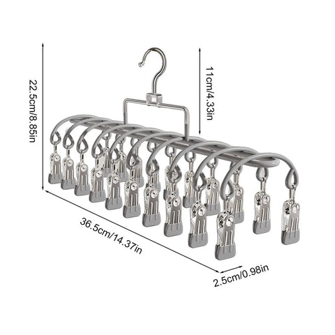 Heavy Duty Stainless Steel Vertical Closet Hanger For Pants And Leggings Space Saving Multi Tier Wardrobe Organization Rack with clips