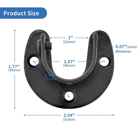 Beefy Heavy Duty Stainless Steel Closet Rod Brackets Set 1 Inch Diameter Black End Caps With Screws Rust-Resistant Curtain Rod Holder For Durable Closet Or Curtain Install 2 Pcs, size chart