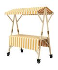Portable Farmers Market Stand With Foldable Canopy On Wheels For Street Vending And Outdoor Events Sturdy Wooden Vendor Cart Easy To Store Mobile Market Stall In Bright Yellow About 47 By 24 By 79 Inches