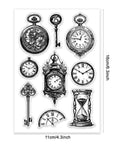 Vintage Clock Clear Stamp Super Crisp Hourglass Design For Scrapbooking And Journal Crafting Top Shelf Transparent Rubber Sealer, 11x16cm.