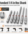 Six-Piece Magnetic Hex Screwdriver Bit Set With Universal Multi-Size Step Design, 1.5-6mm Hex Shanks for Drill and Wrench shown