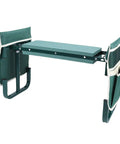 Adjustable Garden Kneeler Bench Folding Seat With 400 Lb Capacity Dual Function Stool Wide Padded Kneeling Pad Portable Green Garden Stool With 2 Tool Pouches For Easy Weeding Planting And Potting Tasks, side view