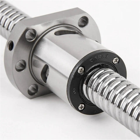 Close-up of C5 SFU2005 Ballscrew Kit With End Machined Ballnut And Nut Housing BF15 Support Coupler for CNC Machines 900mm Length