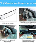 Guide showing how to install 12 Inch Panoramic Rear View Mirror For Cars And SUVs Clip On Interior Mirror With Wide Viewing Range