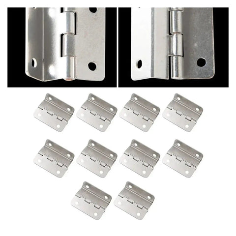 Three Way Folding Concealed Door Hinges Set Dope Heavy Duty 10 Pack shown with silver metal hinges and 4-hole fix design.