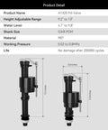 Universal Quiet Toilet Fill Valve And Comprehensive Repair Kit, adjustable height 9.2 to 13 inches, PBT material, designed for easy DIY swaps.