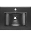 24 Inch Ceramic Vanity Top Matte Black With Top Mount Sink Bowl Single Faucet Hole Scratch Resistant Non Porous Surface