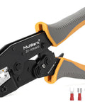 Heavy Duty Ratcheting Wire Crimper For Awg Heat Shrink Connectors Rock Solid Crimping Pliers showing handle and crimping jaws.