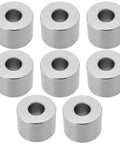 Hardcore Grade Eight Piece 304 Stainless Steel Spacer Sleeves M8 Unthreaded Bushings in a pack of eight.