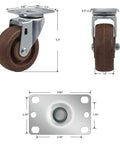 4 inch high-temp swivel caster wheels for ovens and kilns