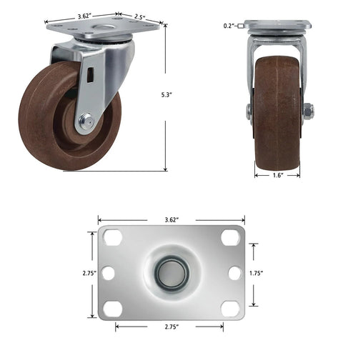 4 inch high-temp swivel caster wheels for ovens and kilns