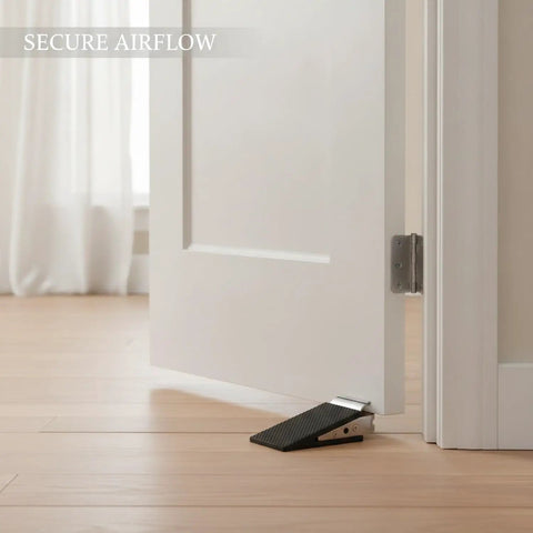 Stainless Steel Door Stopper Wedge With Rubber Base For Heavy Duty Indoor Use That Keeps Doors From Slamming And Delivers A Beefy Friction Grip