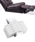 Electric linear actuator slider block for power recliner lift chairs; white gear-style actuator close-up
