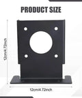 Front view of black metal Two Pack Wood Fence Post Anchor Base Brackets For Pergola And Fence Posts Backyard Deck Projects.