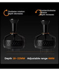 Straight Up 58mm Espresso Distributor Tool For Solid Portafilter Bed Leveling demonstrating adjustable depth range of 18-22mm.
