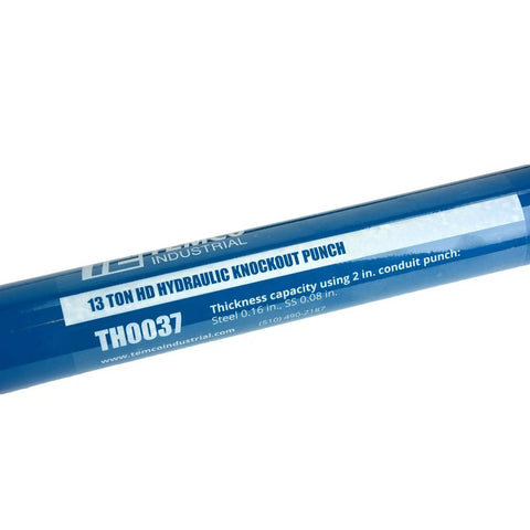 Heavy Duty Hydraulic Knockout Punch Driver For Electrical Conduit Holes, 13 Ton Capacity, product label close-up