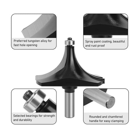 Cool Roundover Router Bit With Razor Sharp Tungsten Carbide Tips And Serious Anti Kickback Safety For Smooth Hardwood Cutting And Plywood Trimming Jobs, showcasing preferred tungsten alloy and bearings.