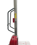 Heavy Duty Electric Lift Work Positioner Truck With 330 Lbs Capacity And 67 Inch Raised Platform Height side view showing steel gantry and platform.