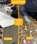 Heavy Duty Paint Varnish Remover Gel Strips Epoxy And Wood Stains From Furniture And Decks Fast With A No Sweat Soy Based Formula That Does The Heavy Lifting Without Harmful Fumes Left Behind Now, showing before and after removal of chalk paint from furniture.