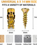 Fix Wobbly Cabinet Doors Fast With 6x14mm Expansion Anchor Screws Kit 100Pcs For Stripped Screw Holes And Hinge Repair
