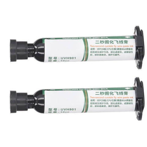 Milky White Solder Mask Ink For PCB BGA Repairs, Extreme High Temp Up To 550 Celsius, Ultra Fast 2 Second Drying Curing Paint, 10cc Tubes Pack Of 2, Pro Grade