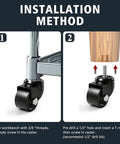 Installation method for Heavy Duty Swivel Caster Wheels Set Of 4 Low Profile 2 Inch Casters With Hella Sturdy 2200 Pound Capacity.
